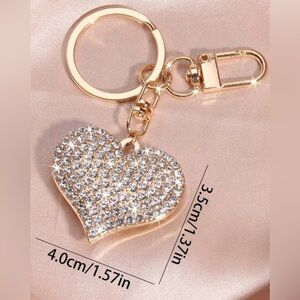 Gold Heart Crystal Keychain Key & Card Holder Accessory